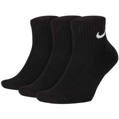 Meia Nike Everyday Cushioned Ankle Dri-FIT Preta X3