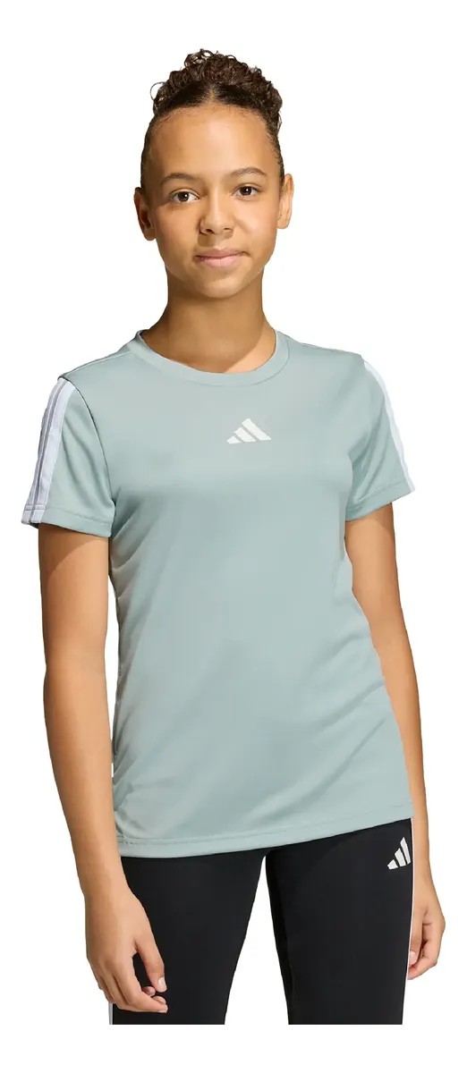 CAMISETA ADIDAS TREINO ESSENTIALS TRES LISTRAS INFANTIL VERDE
