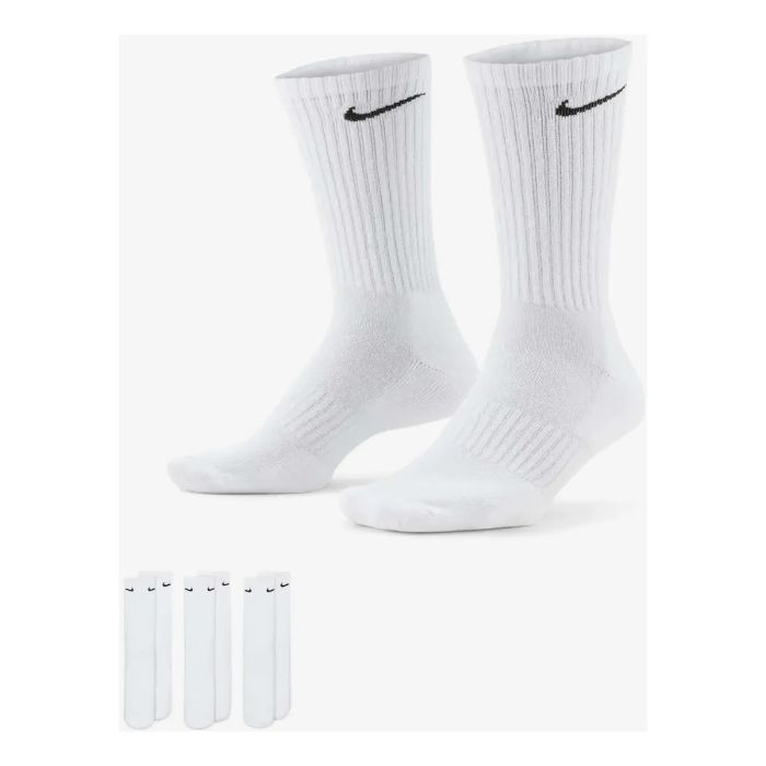 Meia Nike Everyday Cushioned Crew Dri-FIT Cano Alto Branca X3
